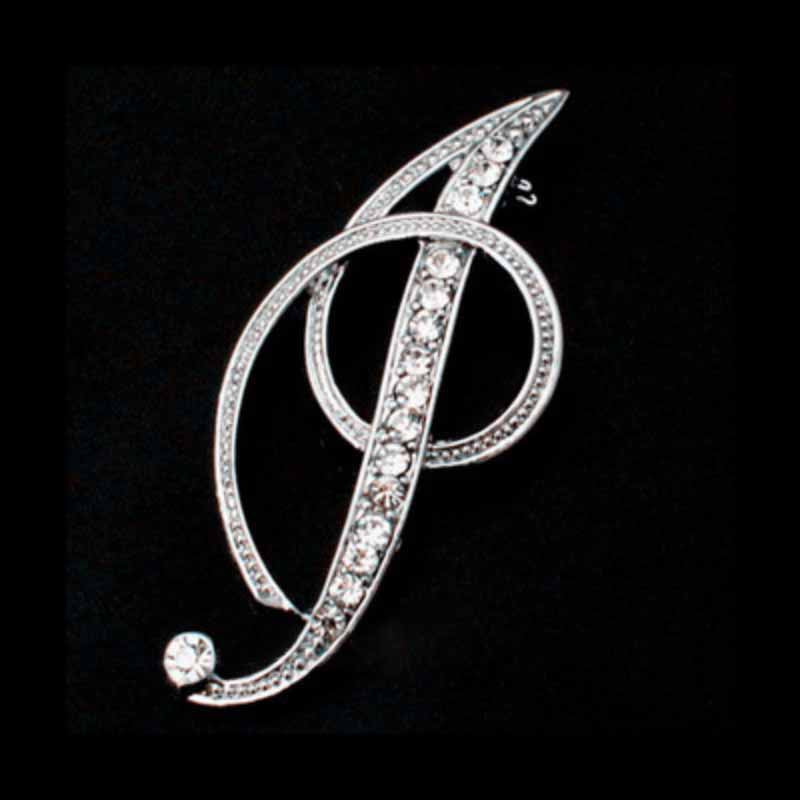 Moissanite Initial Letter Jewelry Brooches