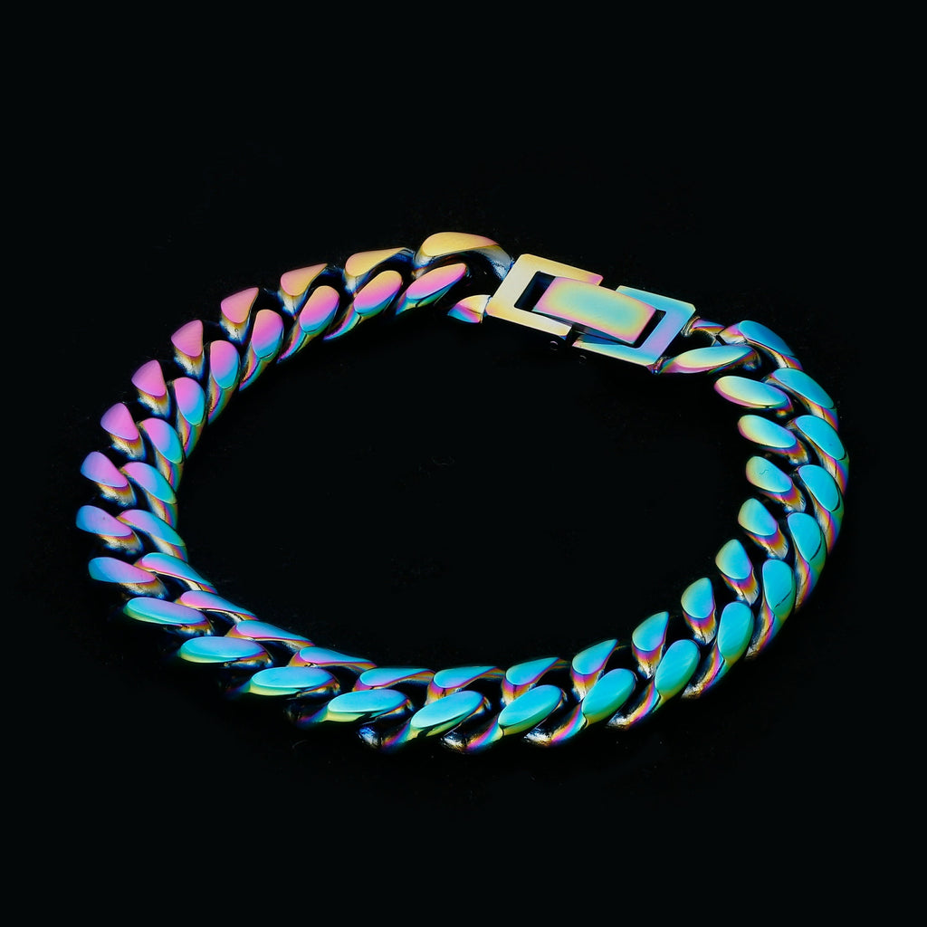 10mm Rainbow Miami Cuban Link Bracelet for Men