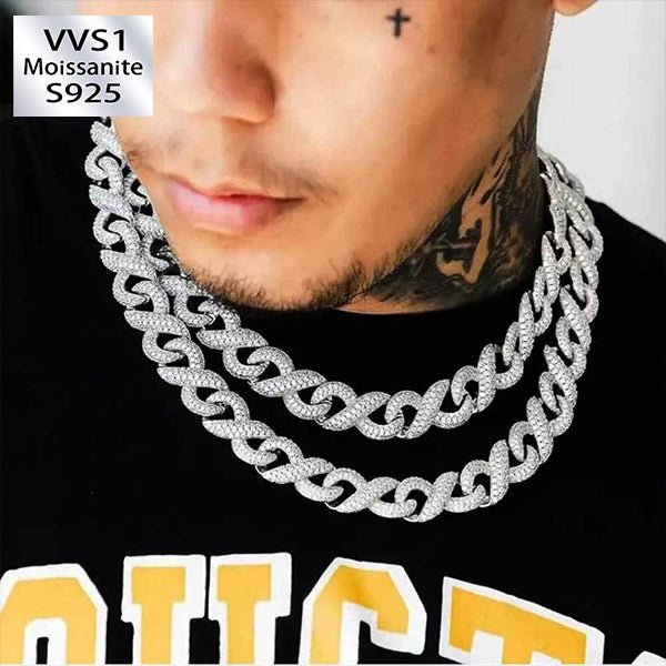 15mm Ice Out Infinity "∞"  Moissanite Diamond Chain