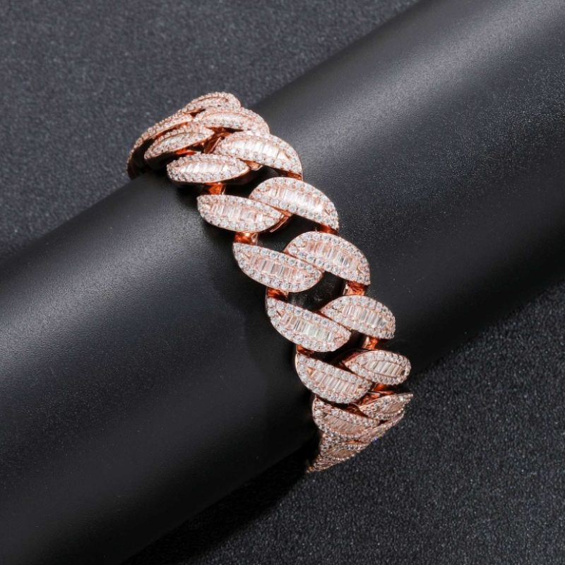 20mm T Square Ice Out Diamond Cuban Bracelet