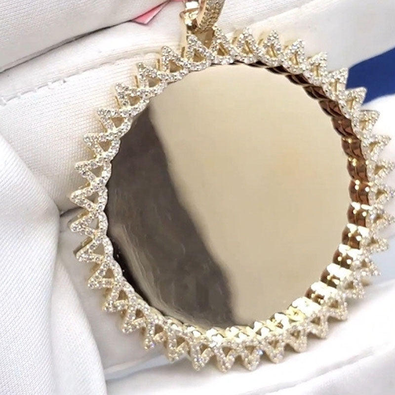 Moissanite Triangle Cross Design Photo Custom Pendant