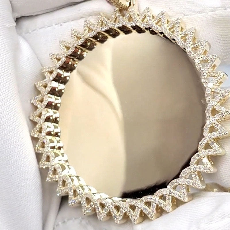 Moissanite Triangle Cross Design Photo Custom Pendant