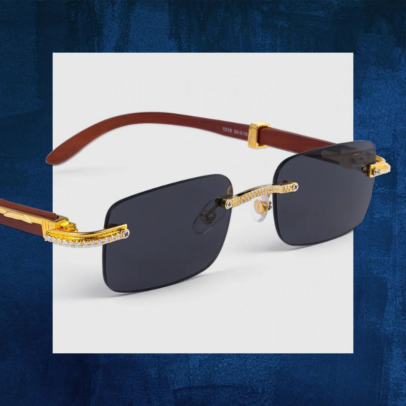 Rimless Black Woody  Sunglasses