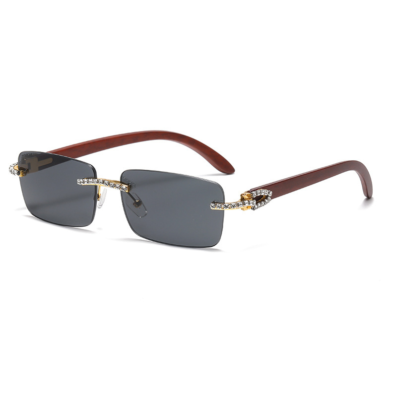 Rimless Black Woody  Sunglasses