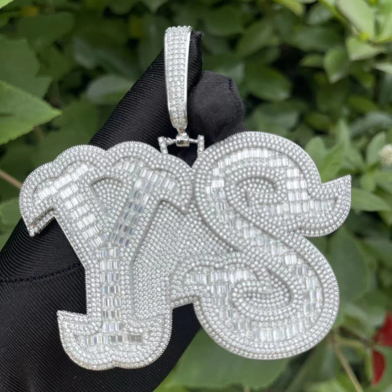 Moissanite Fish Tail Font Design Letters Custom Pendant