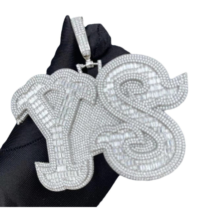 Moissanite Fish Tail Font Design Letters Custom Pendant