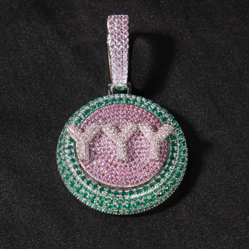 Moissanite Creative Custom Letter Rotating Circular Pendant