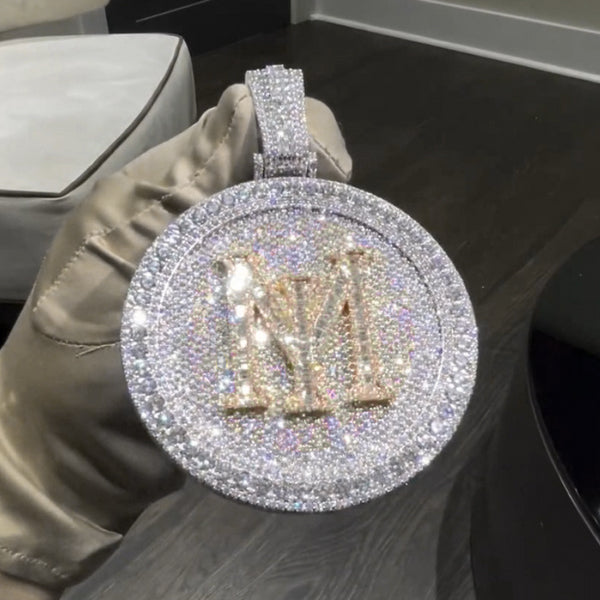 Moissanite Letter Circular Pendant