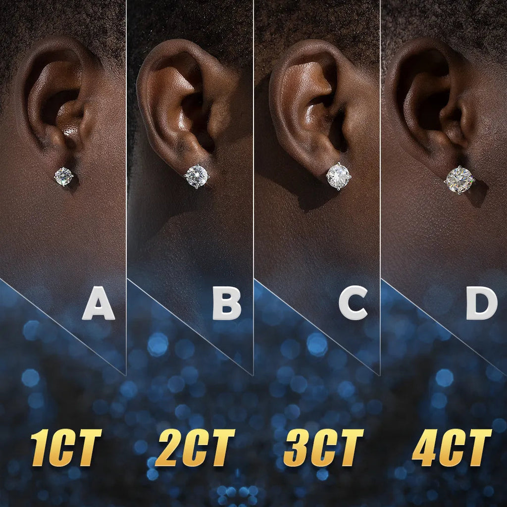 0.5Ct/1Ct/2Ct/3Ct/4Ct/5Ct Moissanite Briliant Round Cut Stud Earrings in S925 Silver