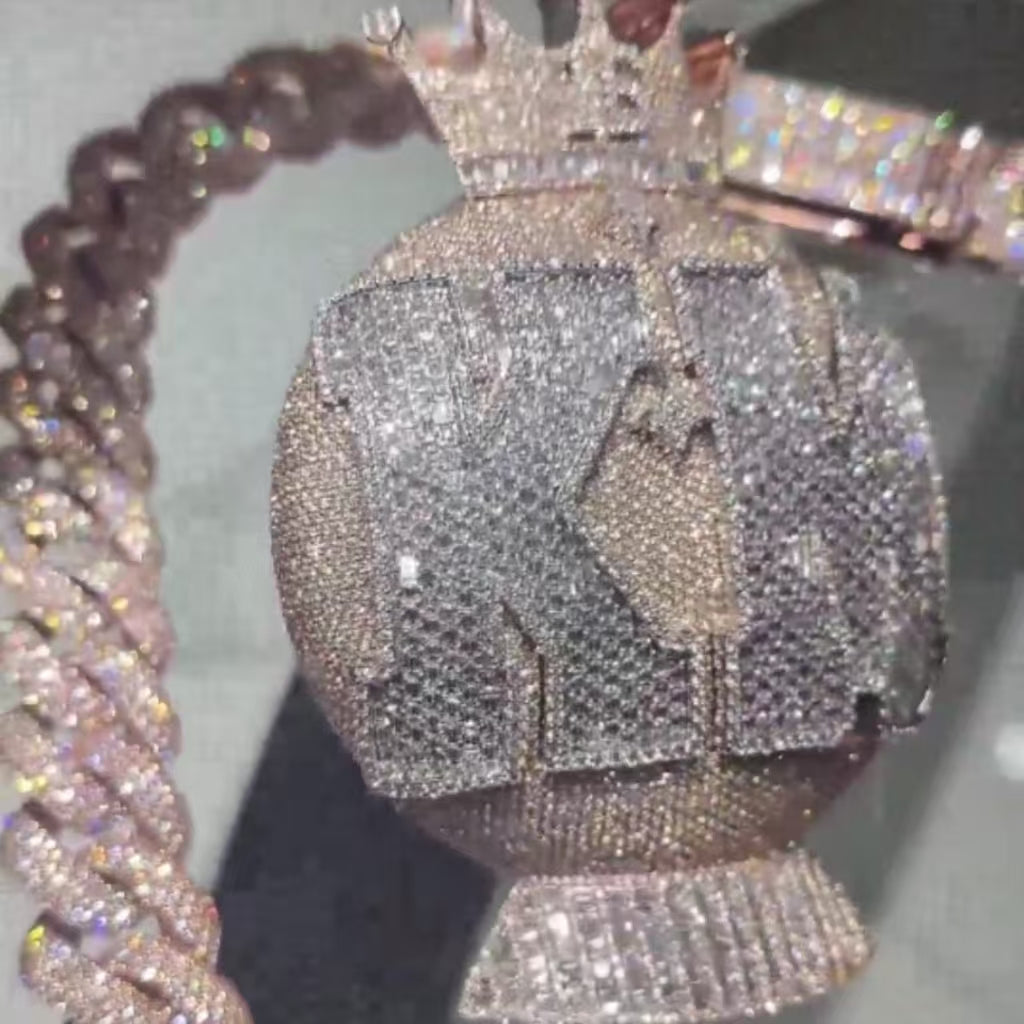 Moissanite KM Letter Chandelier Magic Ball Pendant