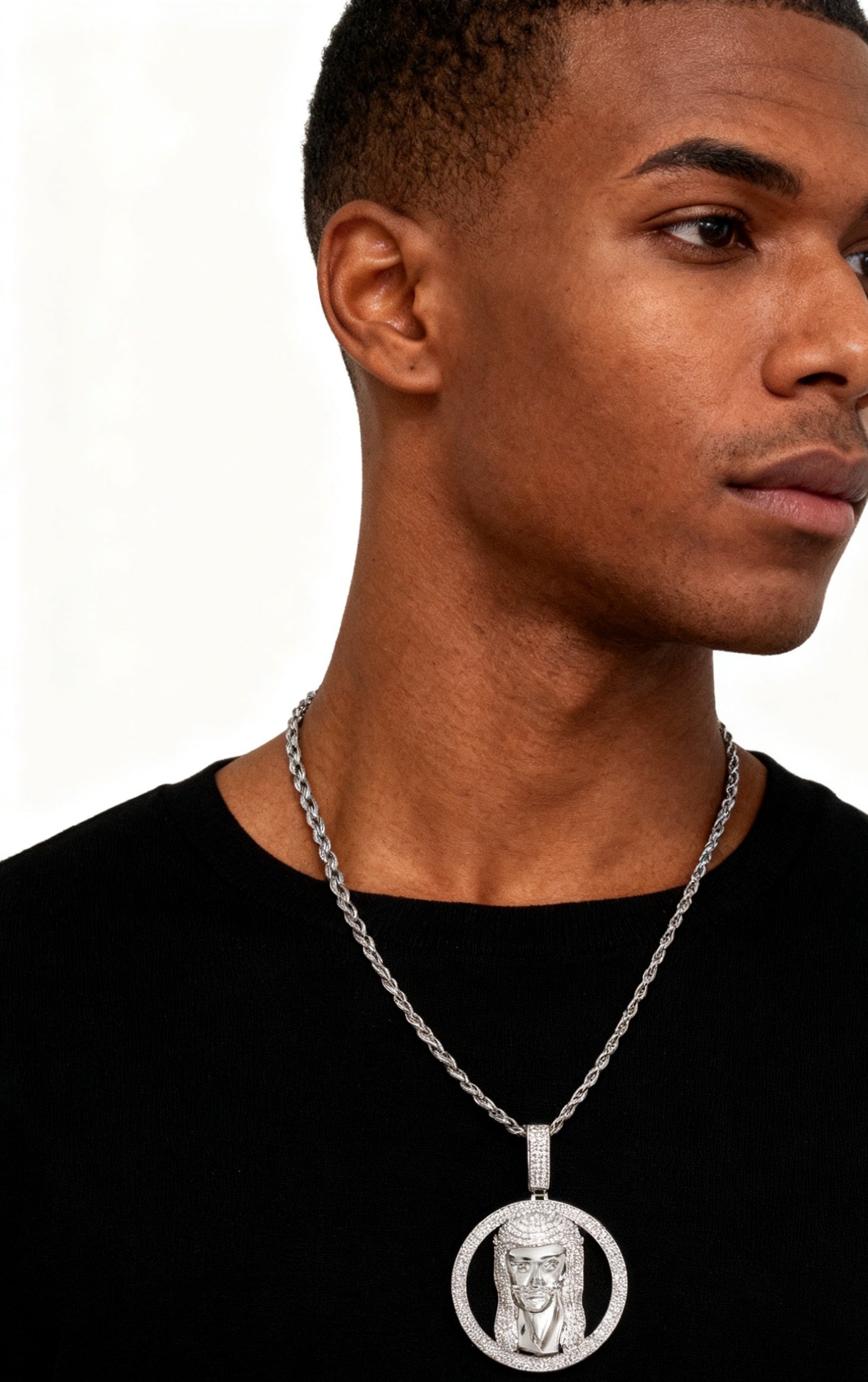 Hip-Hop Men's Religious Bling Jewelry,Iced-Out Jesus Pendant  ,A79