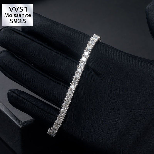 4mm Moissanite Princess Cut Tennis Bracelet
