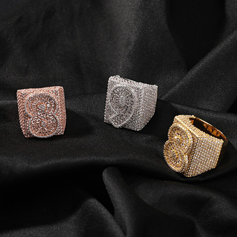 Two Tone Alphabet Digit Moissanite Custom Ring