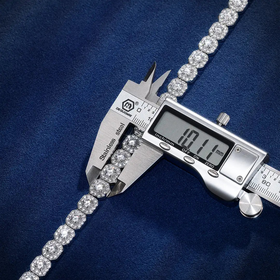 10mm Moissanite Clustered Tennis Chain in White Gold