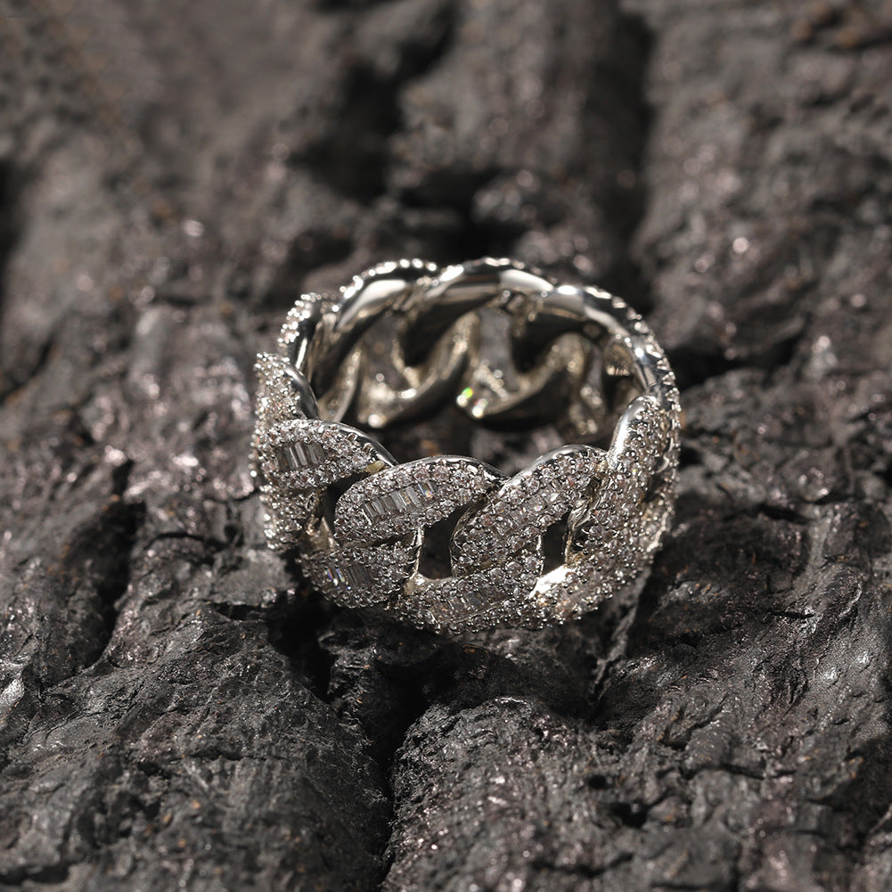 12mm Ice Out Moissanite Cuban Ring