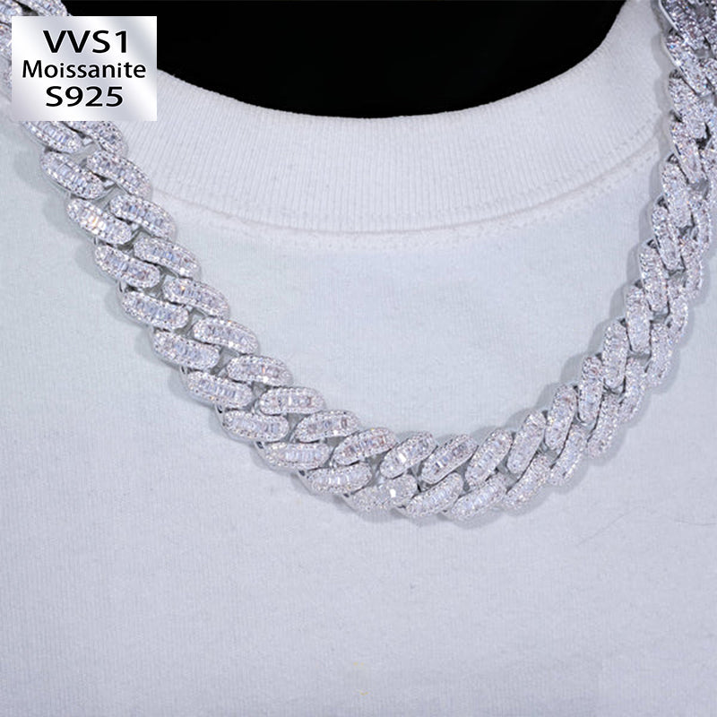 15mm Moissanite T Square Ice Out Diamond Cuban Chain