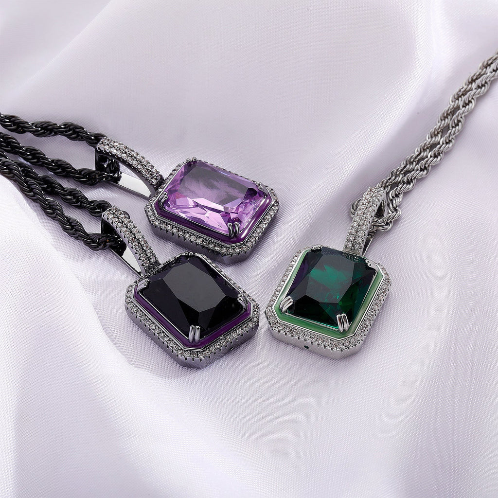 Gemstone Iridescent Glow in the Dark Oil Drop Moissanite Pendant