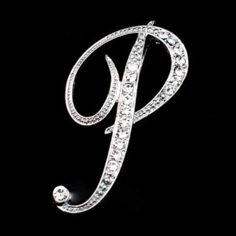 Moissanite Initial Letter Jewelry Brooches