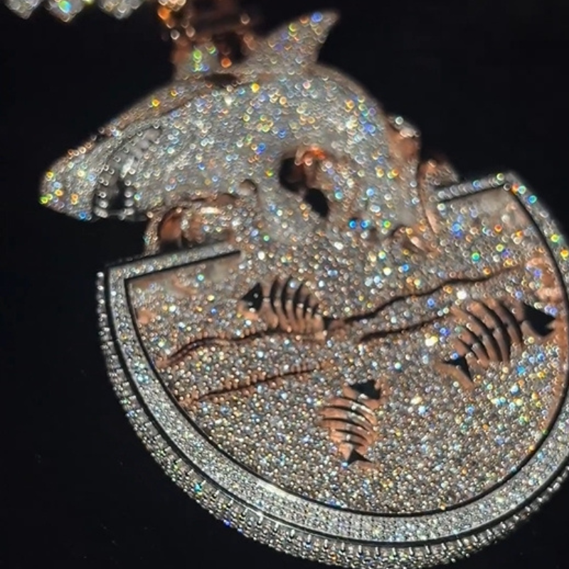 Moissanite Shark Semicircular Pendant