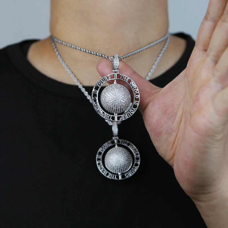 Hip Hop | "Globe Rotatable" Iced Pendant