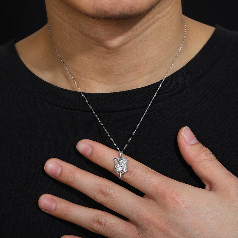 S925 Moissanite Rose Pendant Necklace