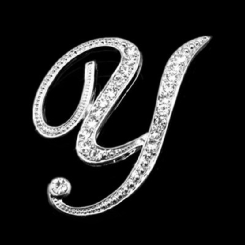 Moissanite Initial Letter Jewelry Brooches