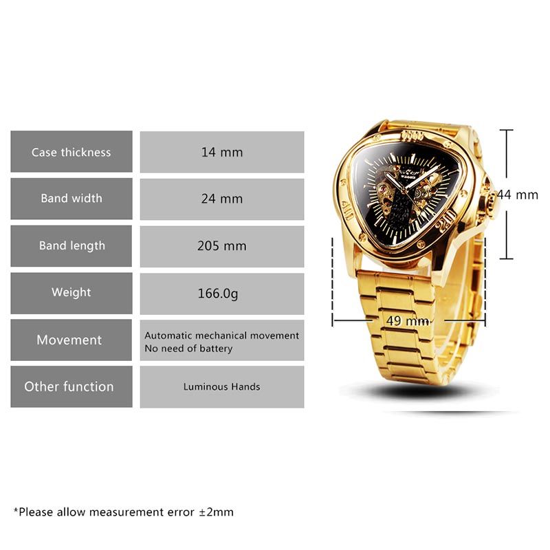 Triangle Skeleton Mechanical Automatic Sport Watch