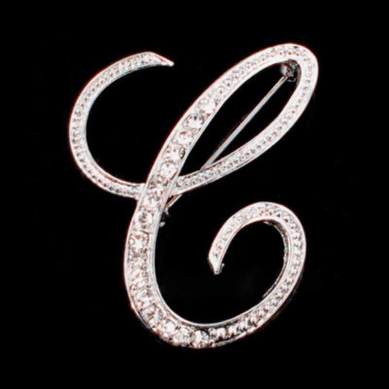 Moissanite Initial Letter Jewelry Brooches