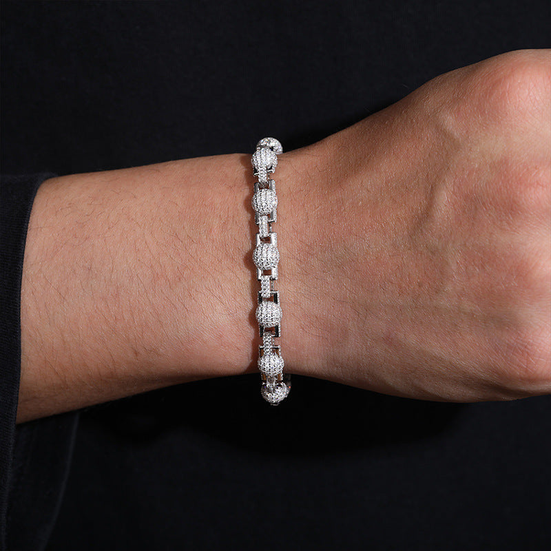 S925 silver moissanite 7mm bubble round bead necklace