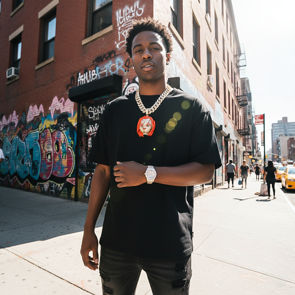 Iced-Out Chucky Pendant – Hip-Hop Moissanite Jewelry【A01】