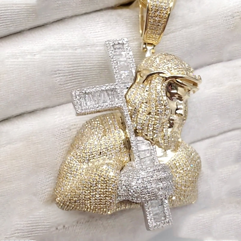 Custom Ice Out Jesus Cross Pendant 5mm Tennis Chain