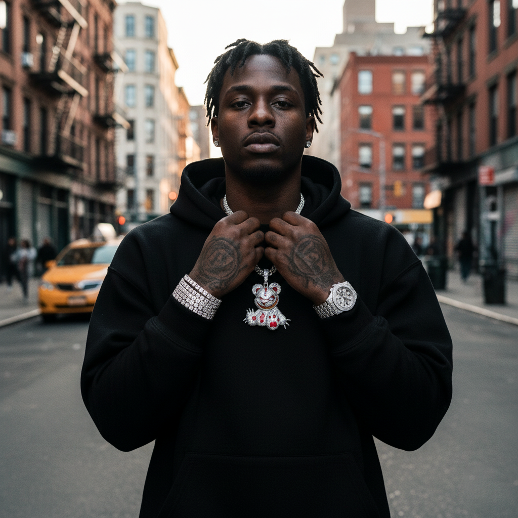 "Crazy Bear" Iced-Out Pendant【A23】