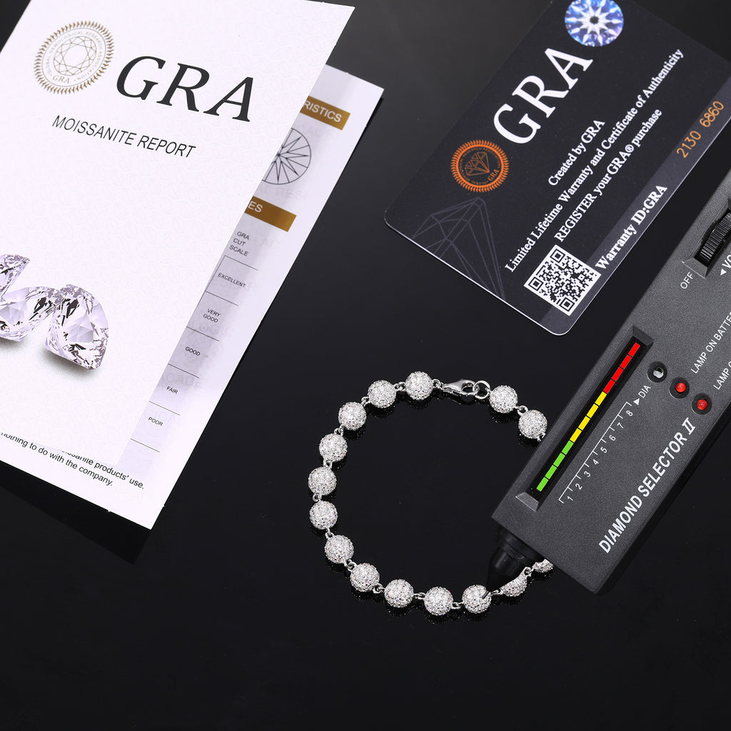 Moissanite round bead bracelet
