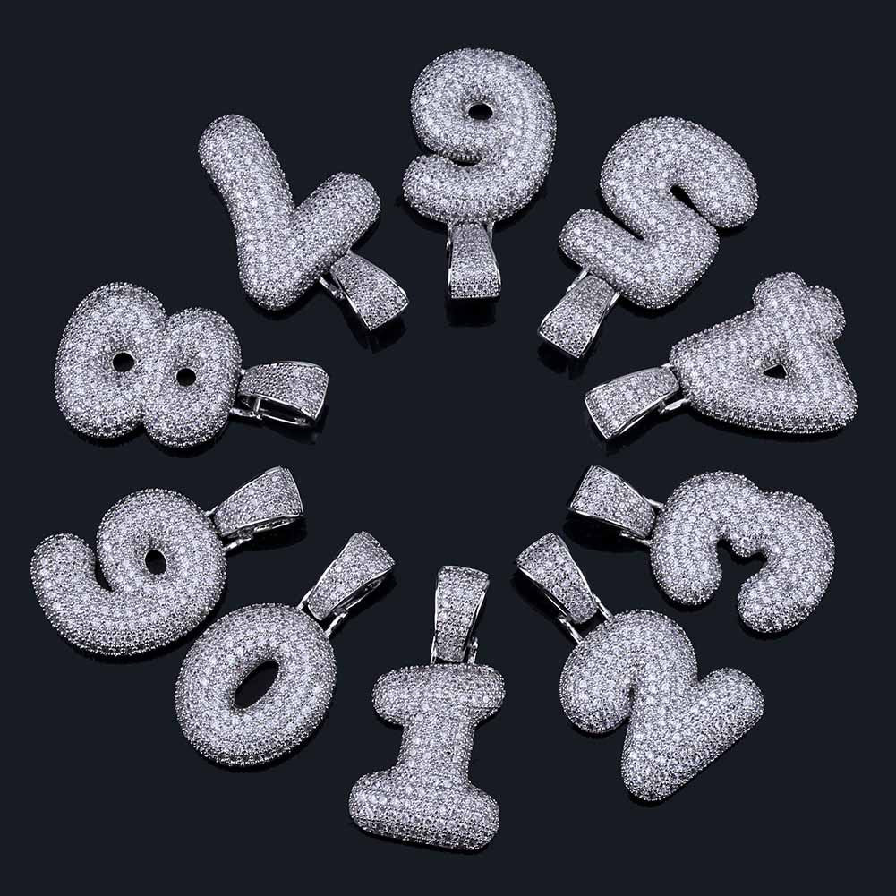 Ice 0-9 Arabic Numerals Moissanite Pendant