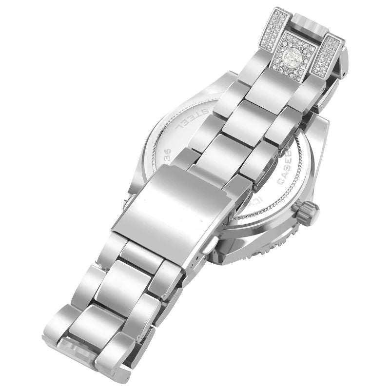 Iced Arabic Numerals Dress Watch - 41mm White Gold