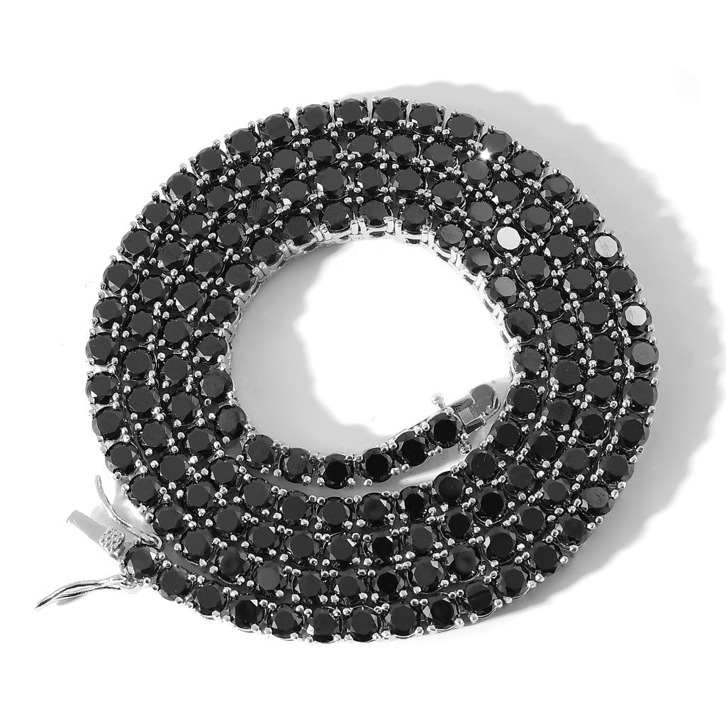 4mm Black Tennis Chain - 925 Silver Plated