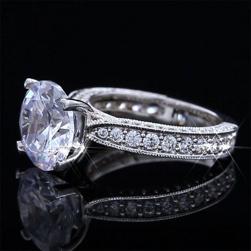 4.5 CT Round Cut Engagement Ring in White Gold