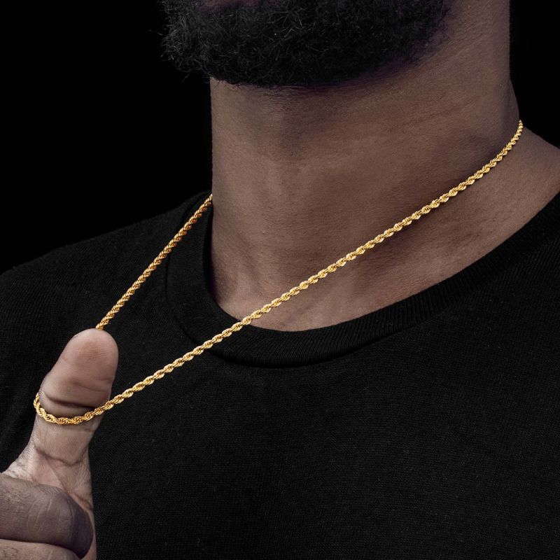 3mm 18K Gold Finish Rope Chain
