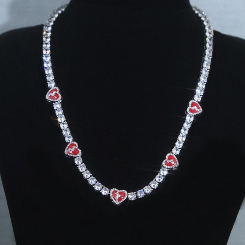 5mm Moissanite Broken Heart Tennis Chain in White Gold