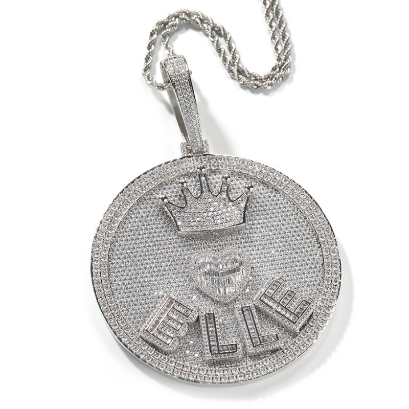 Moissanite Hip Hop Crown Love Letter Custom Pendant