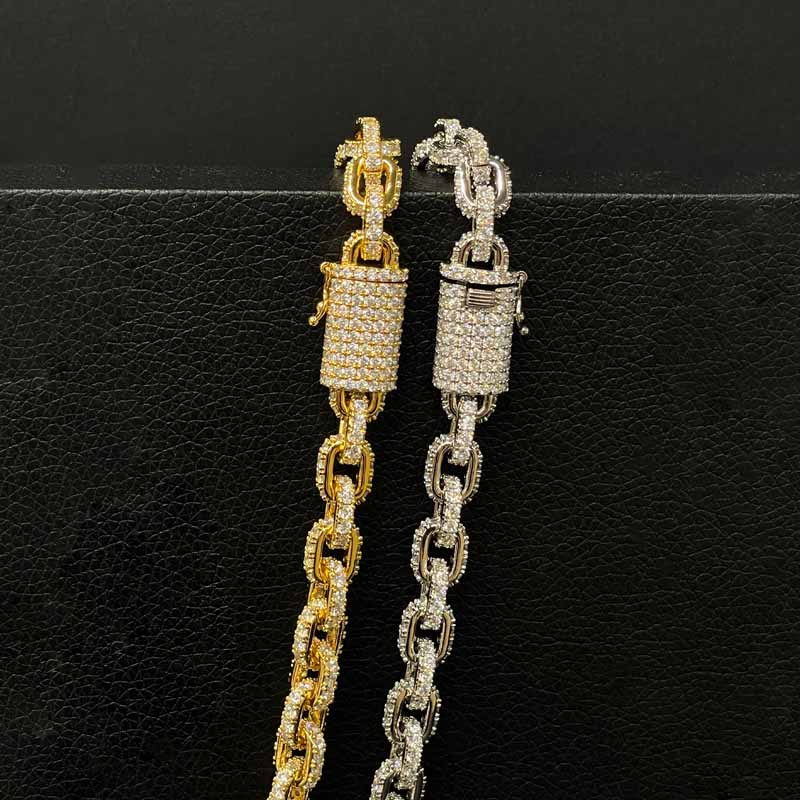 Moissanite Hip Hop Miami Box Clasp Chain