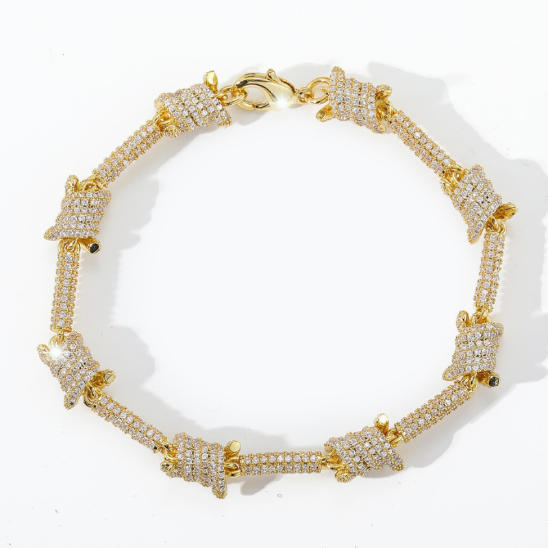 7.6mm Moissanite Punk Screw Knob Bracelet