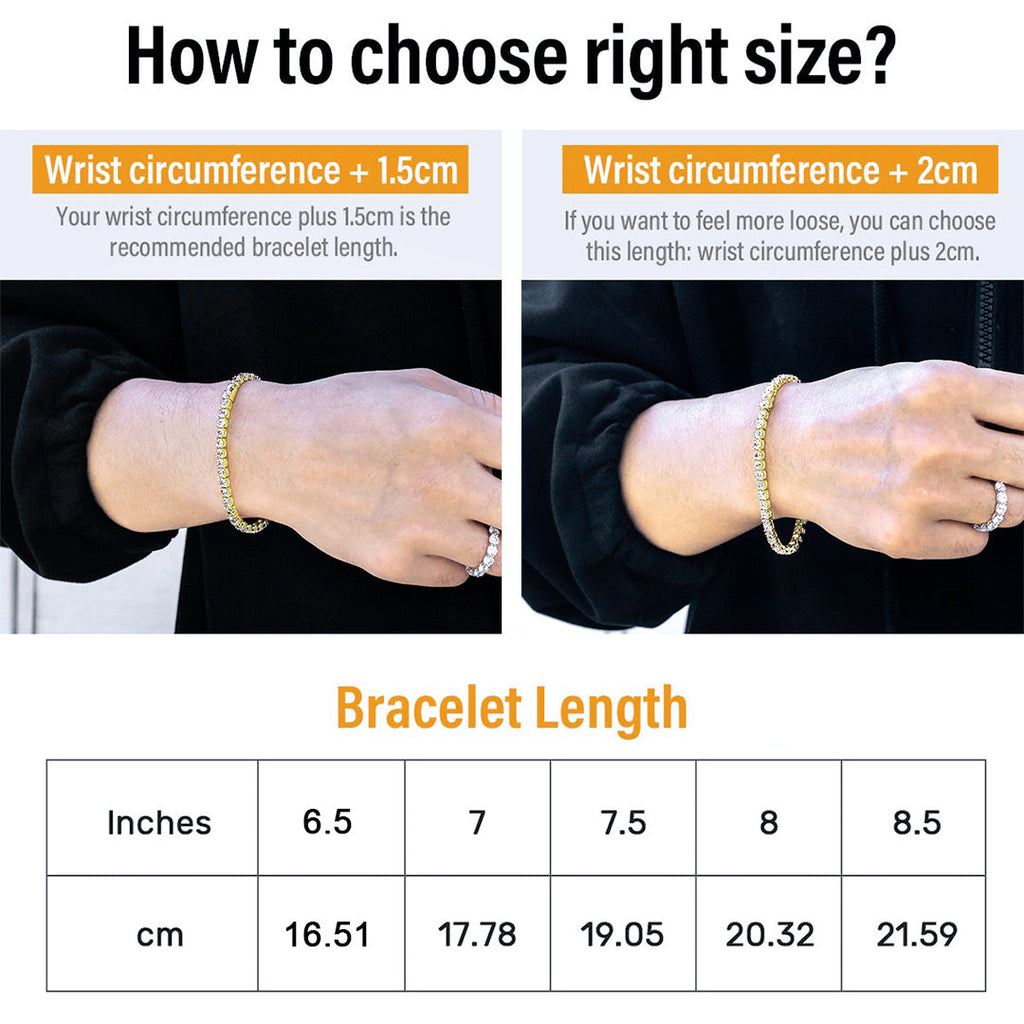 3mm Moissanite Tennis Bracelet for Men