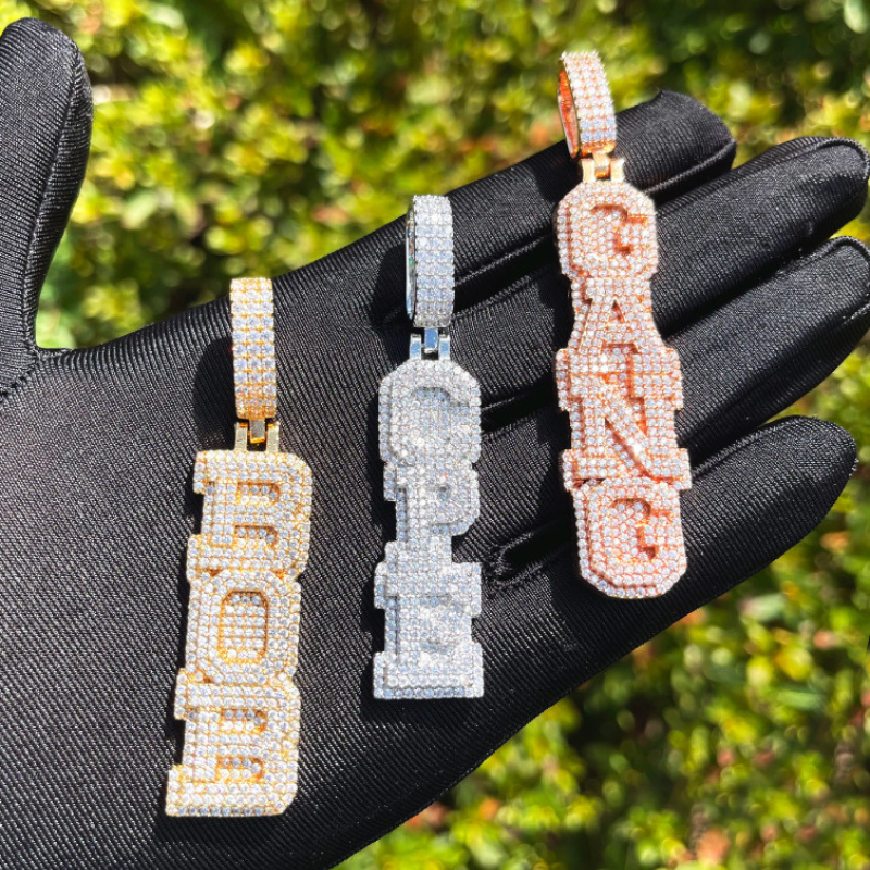 Moissanite Hip Hop Art Font Custom Lettering Pendant