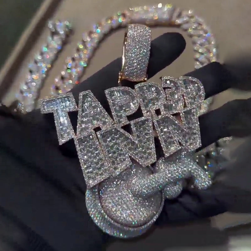 Moissanite New TAPP3D INN Custom With a Button to Press Pendant