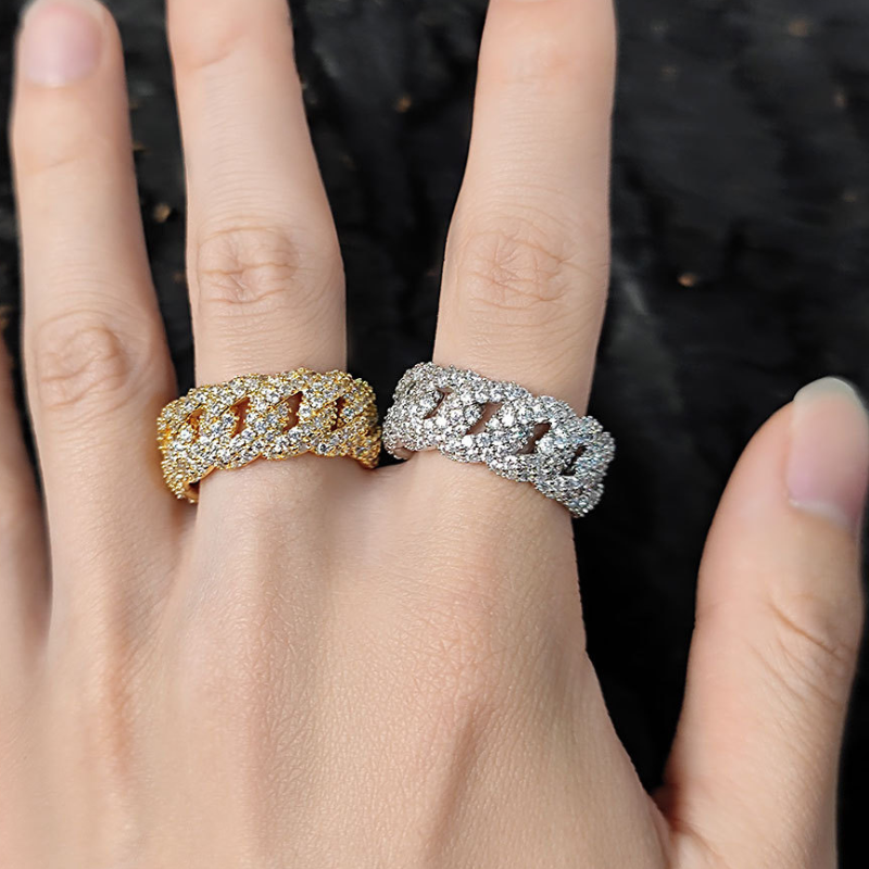 10mm Wide Moissanite Sparkling Full Diamond Cuba Ring