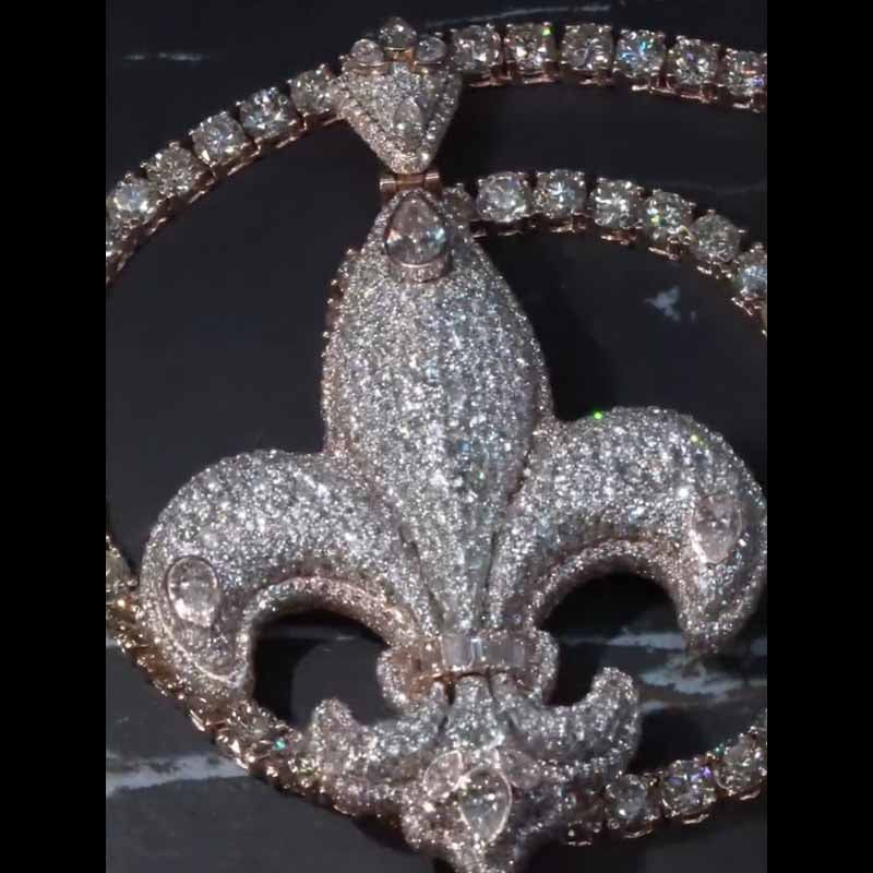 S925 Moissanite Hip Hop Exquisite Iris Pendant