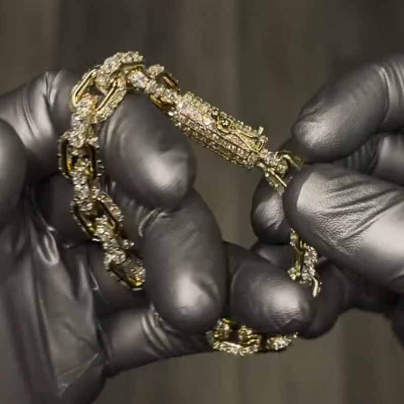 Moissanite Hip Hop Miami Box Clasp Bracelet