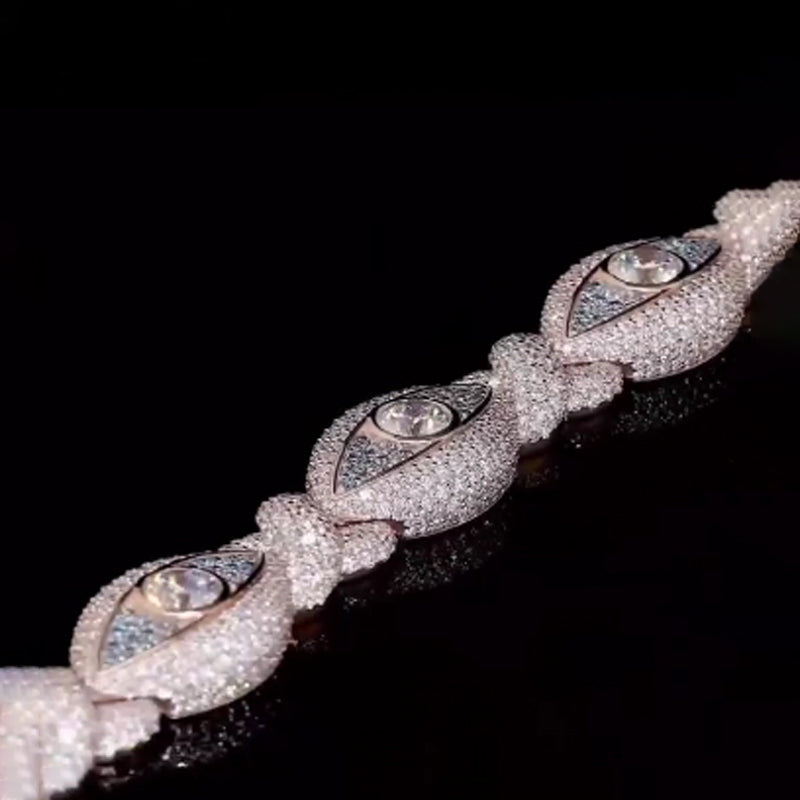 Moissanite Unlimited Cuban Custom Eye Bracelet