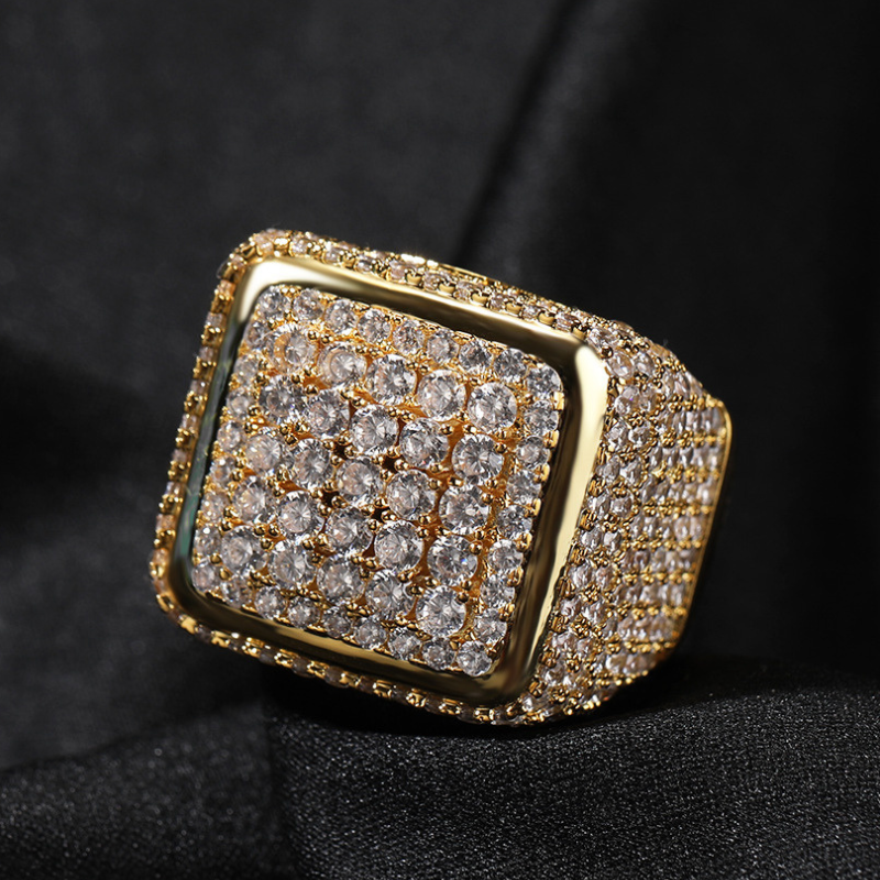 Moissanite Hip Hop Vintage Big Square Ring